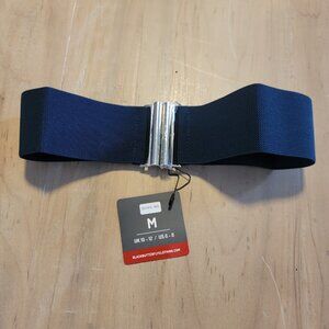 Black Butterfly Vintage Inspired Women's Dark Navy Stretch‎ Waist Belt Sz M NWT